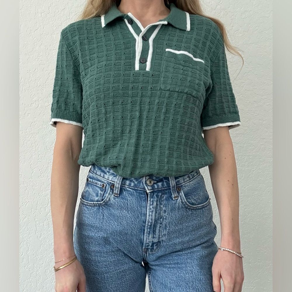 Abercrombie Green Textured Polo Knit Top – XS - Picture 3 of 8
